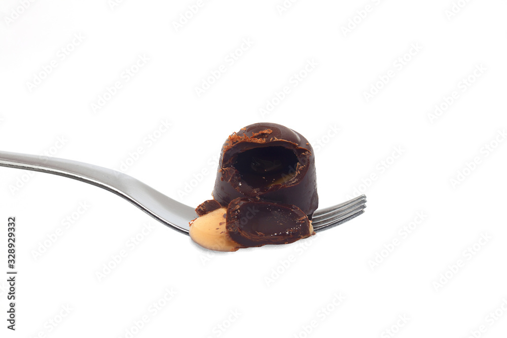 Fototapeta premium forchetta alzata boero ripieno di liquore