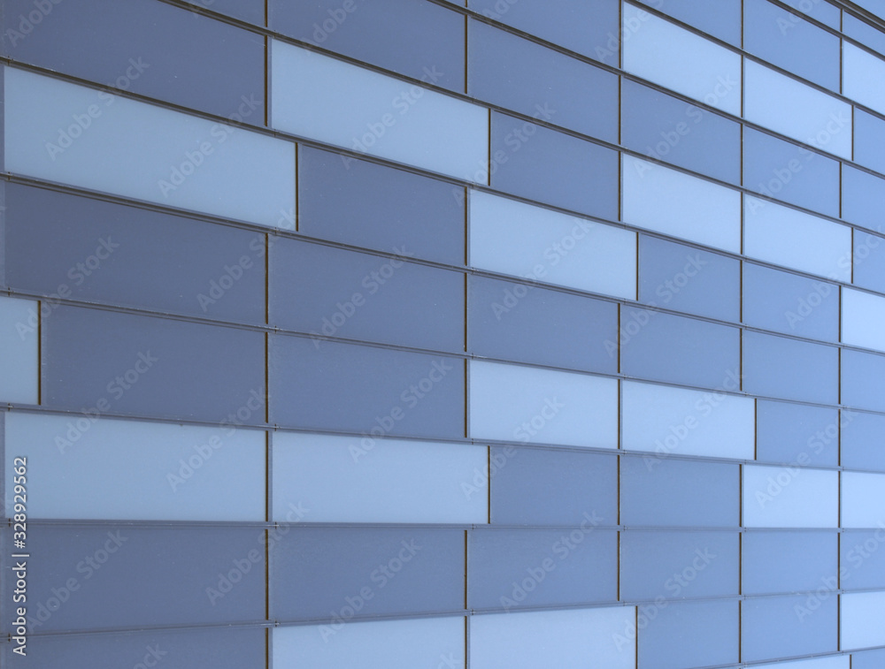 geometric blue metallic cladding modern facade in perspective view