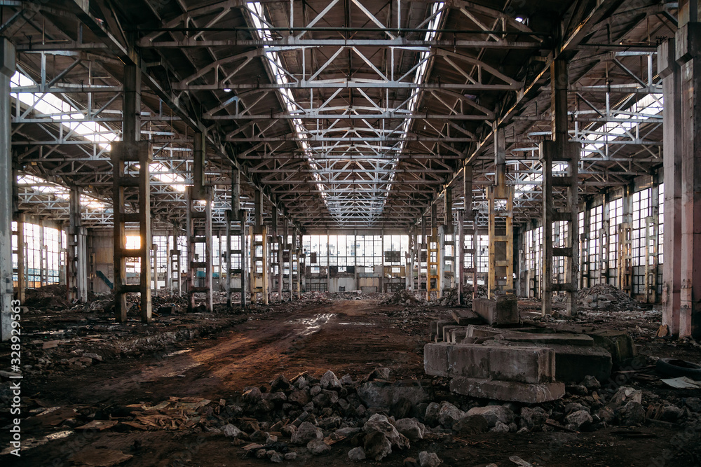 Large abandoned industrial building of former Voronezh excavator factory