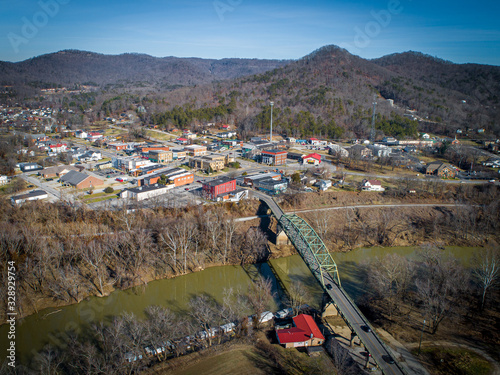drone view of small town photo