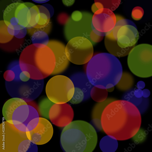 colorful bokeh on black background