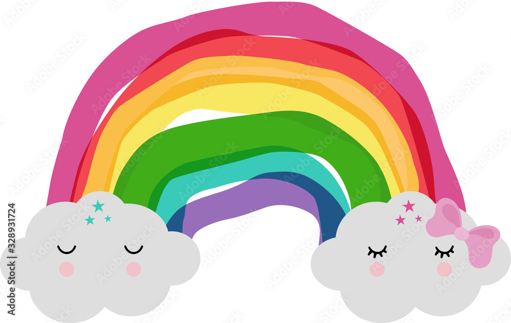 Couple of clouds with rainbow Couple of clouds with rainbow