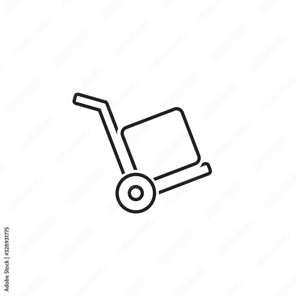 Vector line icon cart with box on white. handcart icon Vector line icon cart with box on white. handcart icon