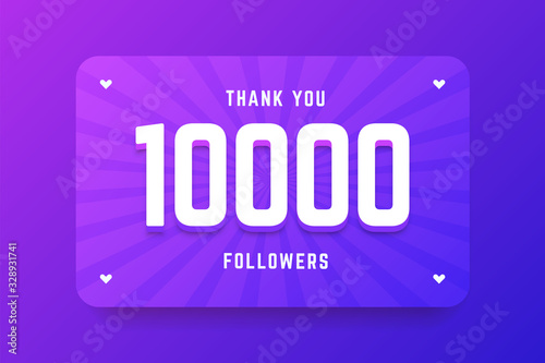 10000 followers illustration in gradient violet style. Vector illustration for celebrating number of followers and subscribers.