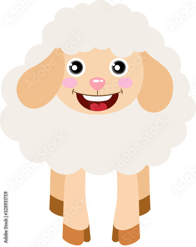 Cute joyful lamb isolated on white