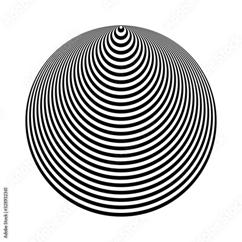 Cone shape. 3D illusion. Abstract geometric design element.