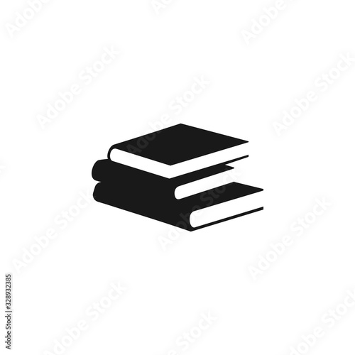 book stack vector, black icon isolated on white