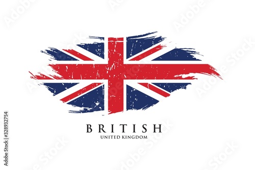United Kingdom flag in grunge style. Brush stroke British flag. vector illustration