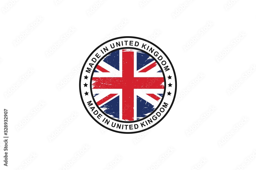Made in UK label with flag, vector icon illustration Made in UK label with flag, vector icon illustration