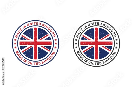 Made in UK label with flag, vector icon illustration
