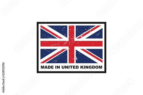 Made in UK label with flag, vector icon illustration