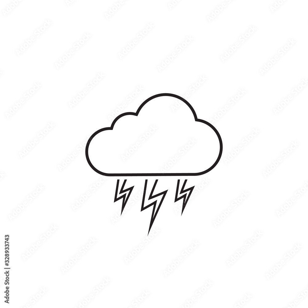 Grey Stormline icon isolated on white background. Cloud and lightning sign. Weather icon of storm. Vector Illustration Grey Stormline icon isolated on white background. Cloud and lightning sign. Weather icon of storm. Vector Illustration