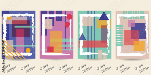 Abstract minimal geometric backgrounds set.Colorful geometric pattern with art texture . For printing on covers, banners, sales, flyers. Modern design. Vector. EPS10