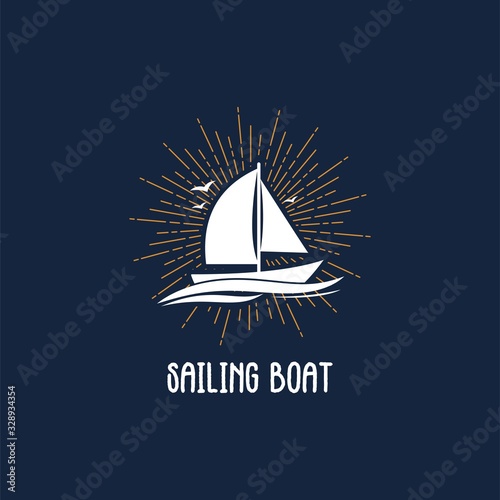 Sailboat logo template vector illustration