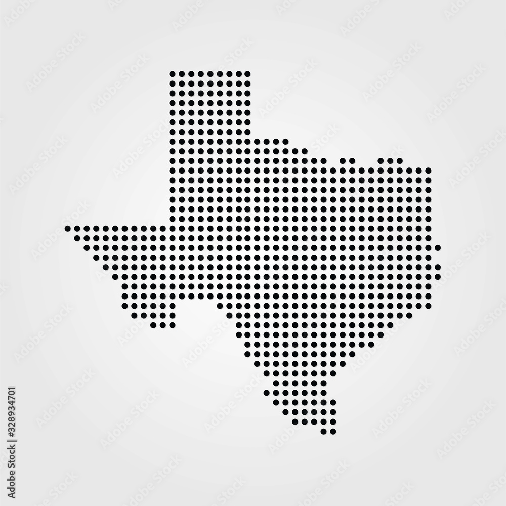 Texas dotted map design vector, Texas map in halftone, Vector illustration.