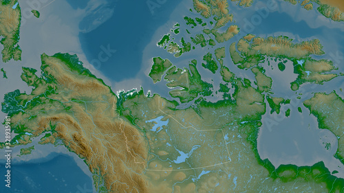Northwest Territories, Canada - outlined. Physical © Yarr65