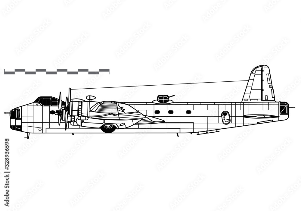 Obraz premium Short Stirling. World War 2 combat aircraft. Side view. Image for illustration.