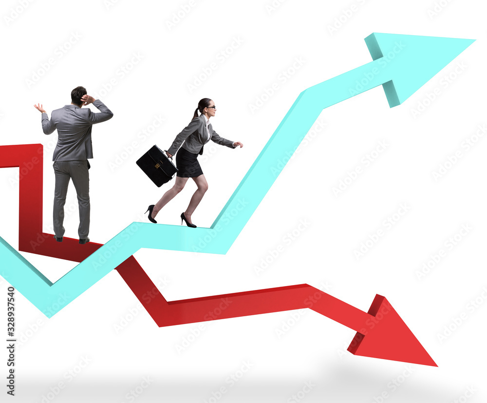 The business concept of both crisis and recovery The business concept of both crisis and recovery