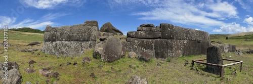 Easter Island – Panorama of Vinapu stone wall photo