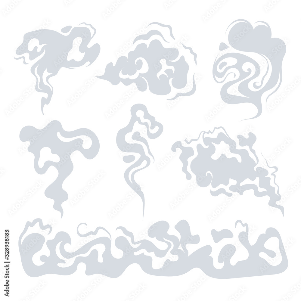 Smoke dust steam isolated set. Vector flat graphic design illustration Smoke dust steam isolated set. Vector flat graphic design illustration