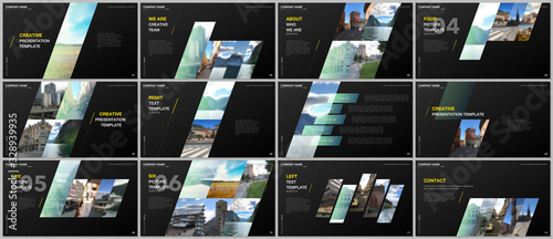 Minimal presentations design, portfolio vector templates with colorful gradient geometric background. Multipurpose template for presentation slide, flyer leaflet, brochure cover, report, advertising.