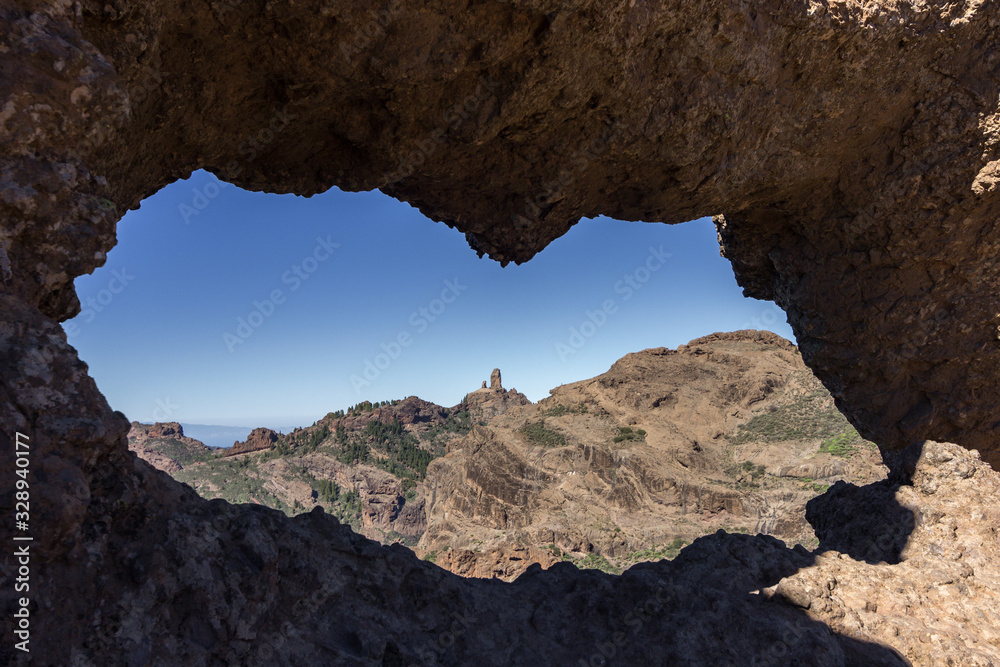 Views from the window of the Roque Nublo (Gran Canaria)