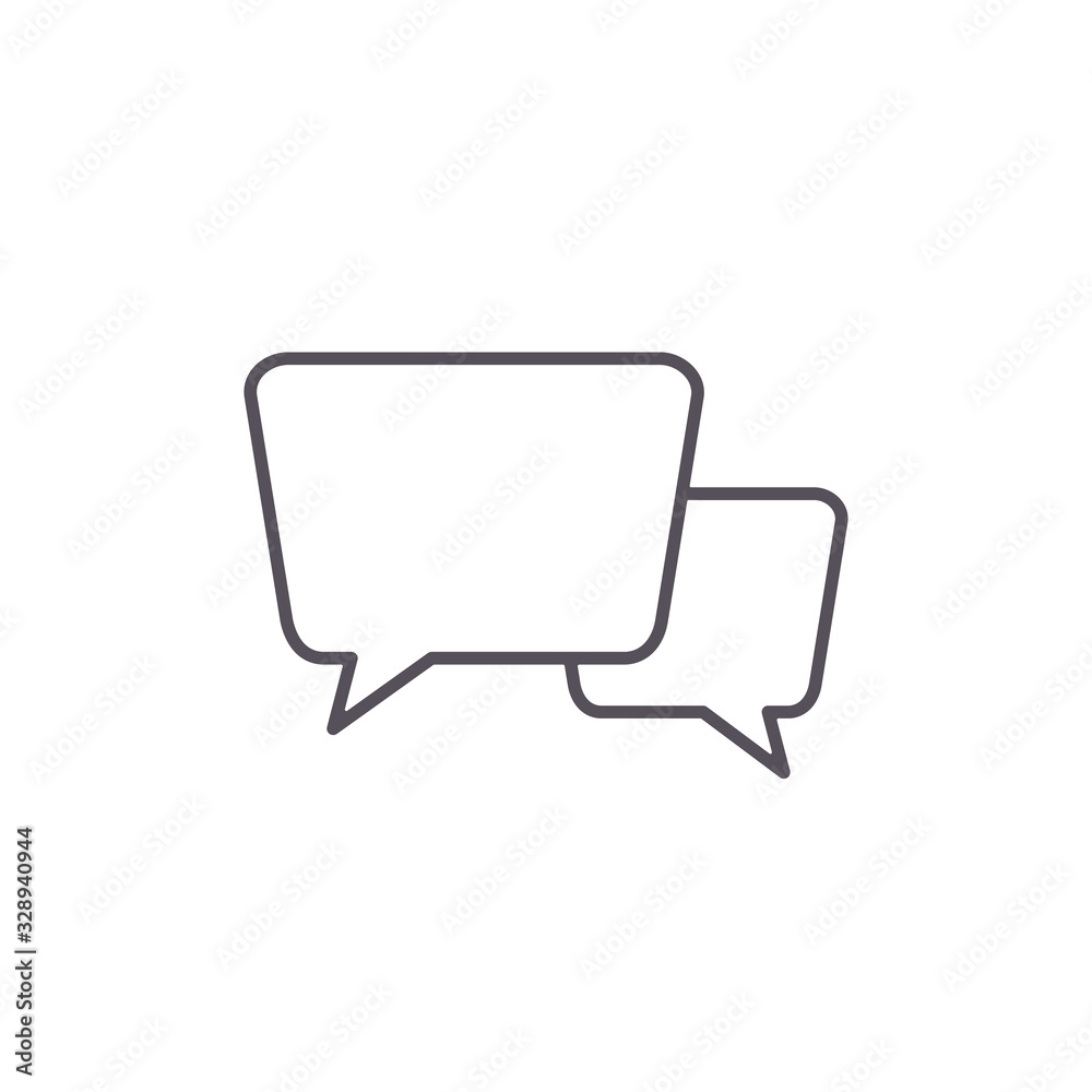 Speech bubbles icon line sign. Vector isolated flat design chat illustration Speech bubbles icon line sign. Vector isolated flat design chat illustration