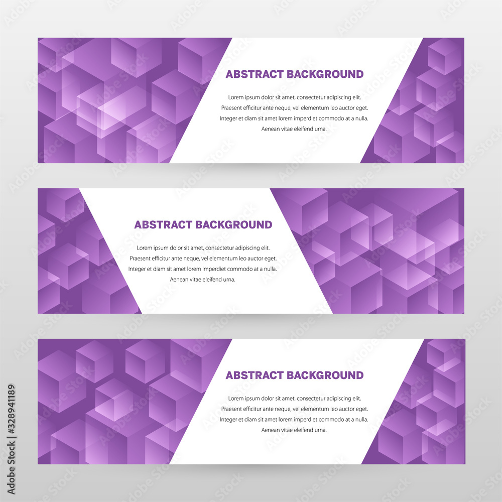 Banner vector design. Abstract background template for banner design, business, education, advertisement. Purple and white color. Abstract vector illustration. Concept website template.