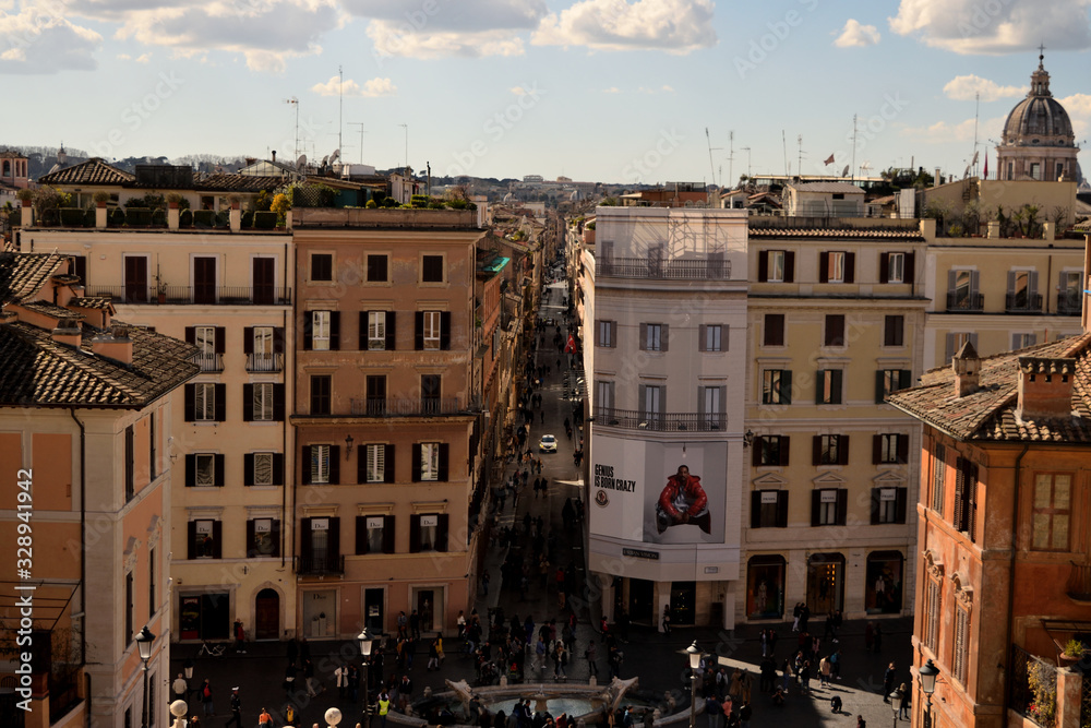 March 8th 2020, Rome, Italy: View of Piazza di Spagna with few tourists because of the coronavirus