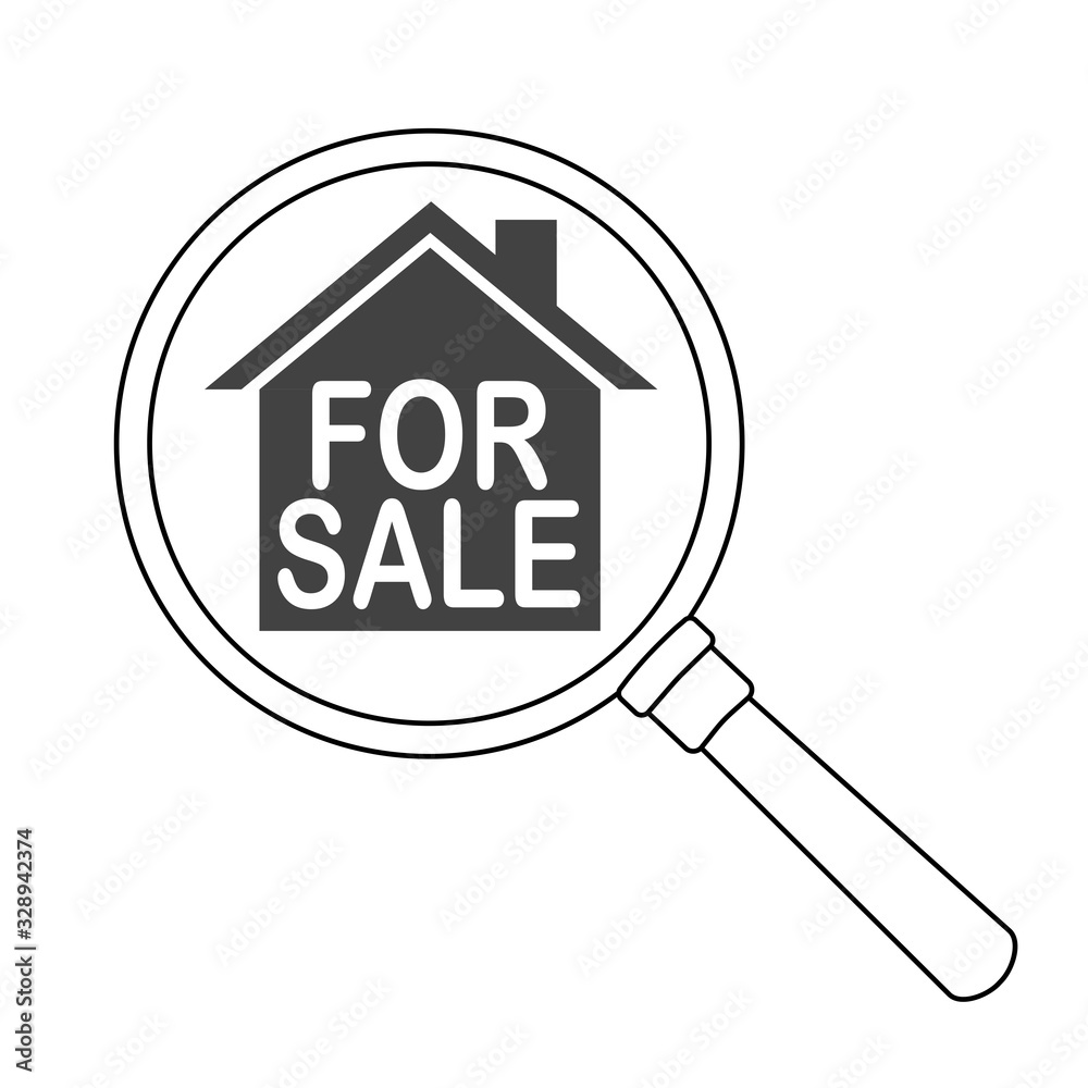 Search for home and other real estate. Purchase, sale, rental, mortgage, insurance. Signs of the main page. Vector illustration in a linear style isolated on white background. Search for home and other real estate. Purchase, sale, rental, mortgage, insurance. Signs of the main page. Vector illustration in a linear style isolated on white background.