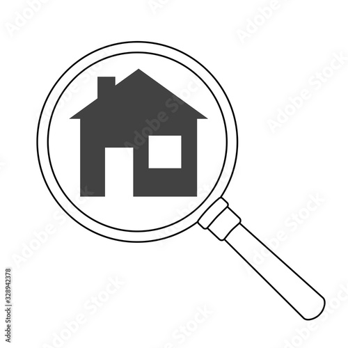 Search for home and other real estate. Purchase, sale, rental, mortgage, insurance. Signs of the main page. Vector illustration in a linear style isolated on white background.