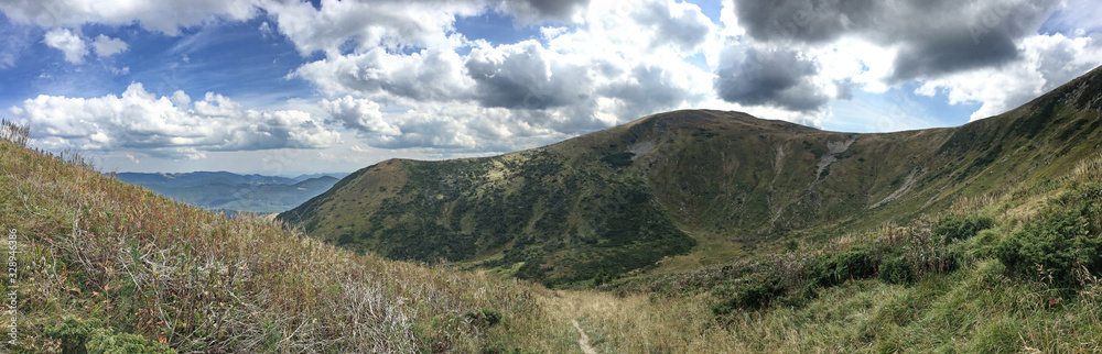 View of Carpathian mountains, Ukraine. Travel, tourism and nature concept