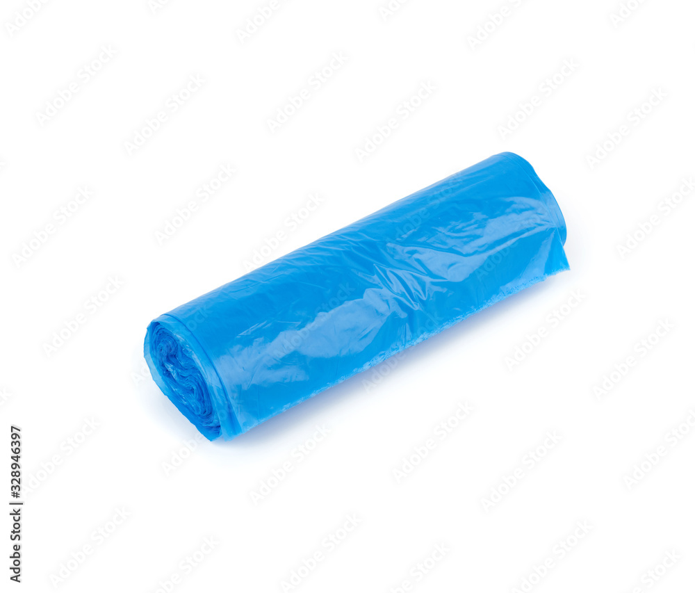 roll with blue plastic transparent bin bags roll with blue plastic transparent bin bags