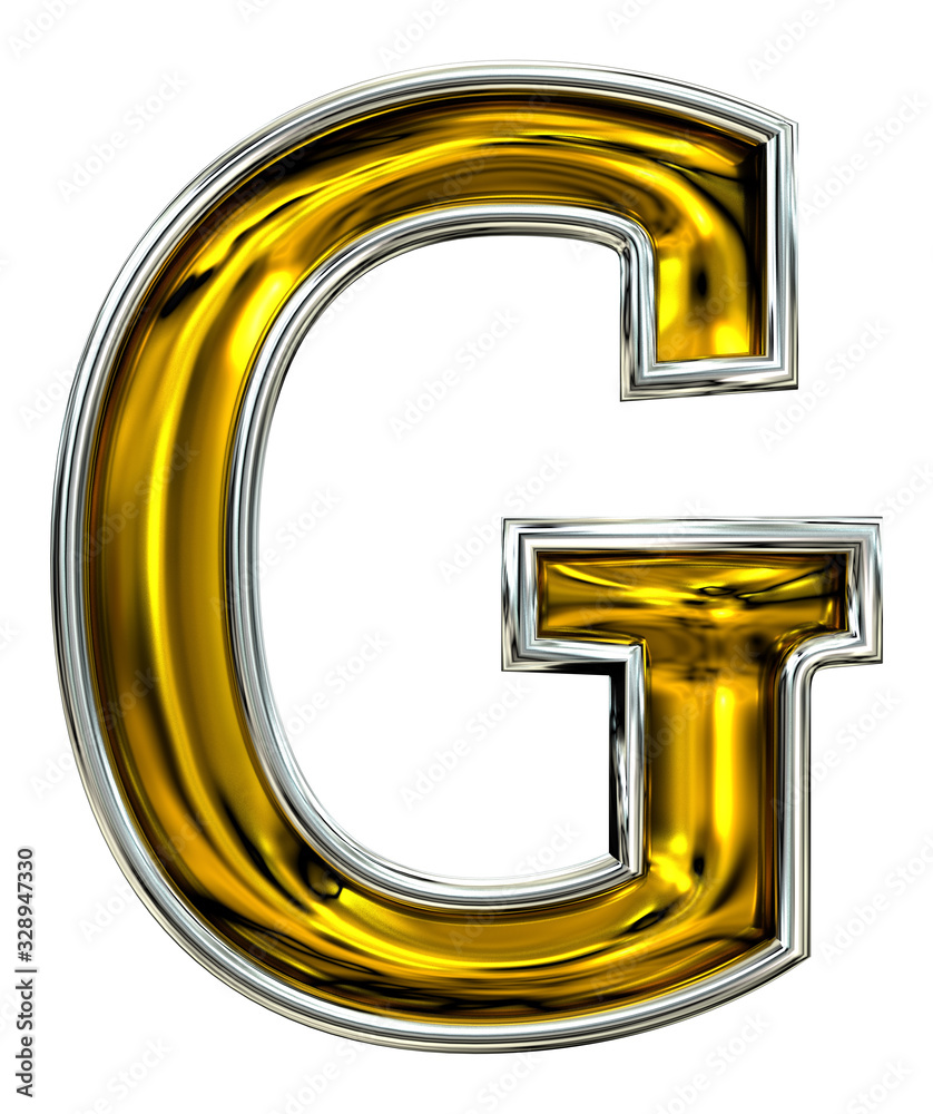 3D rendering. Uppercase Letter G. 3D rendering. Uppercase Letter G.