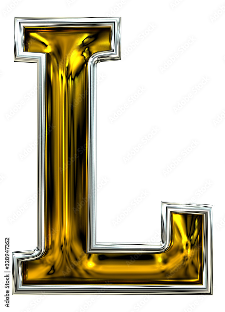 3D rendering. Uppercase Letter L.