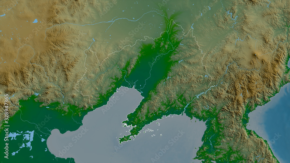 Obraz premium Liaoning, China - outlined. Physical