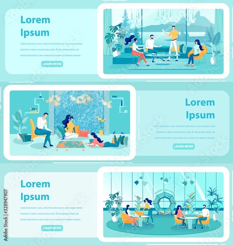 Friends Pastime Together Web Banner Templates Set