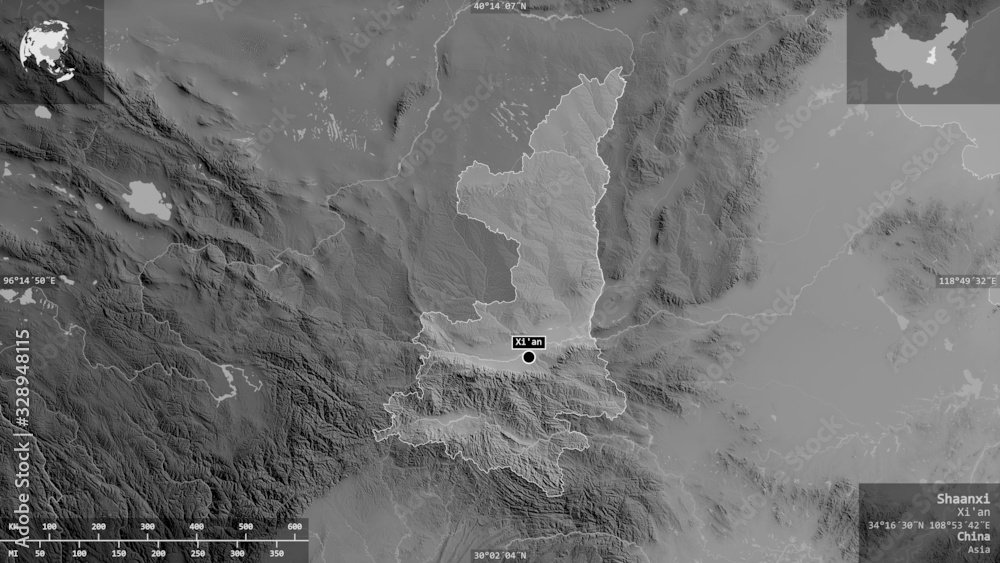 Shaanxi, China - composition. Grayscale Shaanxi, China - composition. Grayscale