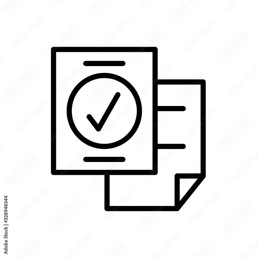 Document, check mark icon. Simple line, outline vector elements of success for ui and ux, website or mobile application Document, check mark icon. Simple line, outline vector elements of success for ui and ux, website or mobile application