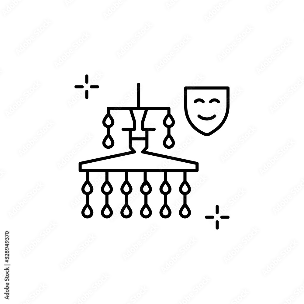 Chandelier icon. Simple line, outline vector elements of theatre for ui and ux, website or mobile application Chandelier icon. Simple line, outline vector elements of theatre for ui and ux, website or mobile application