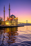 Ortakoy Mosque with Bosphorus Bridge in Istanbul, Turkey