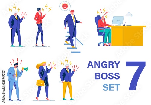 Yelling and Shouting Bosses  Seven Pieces Set