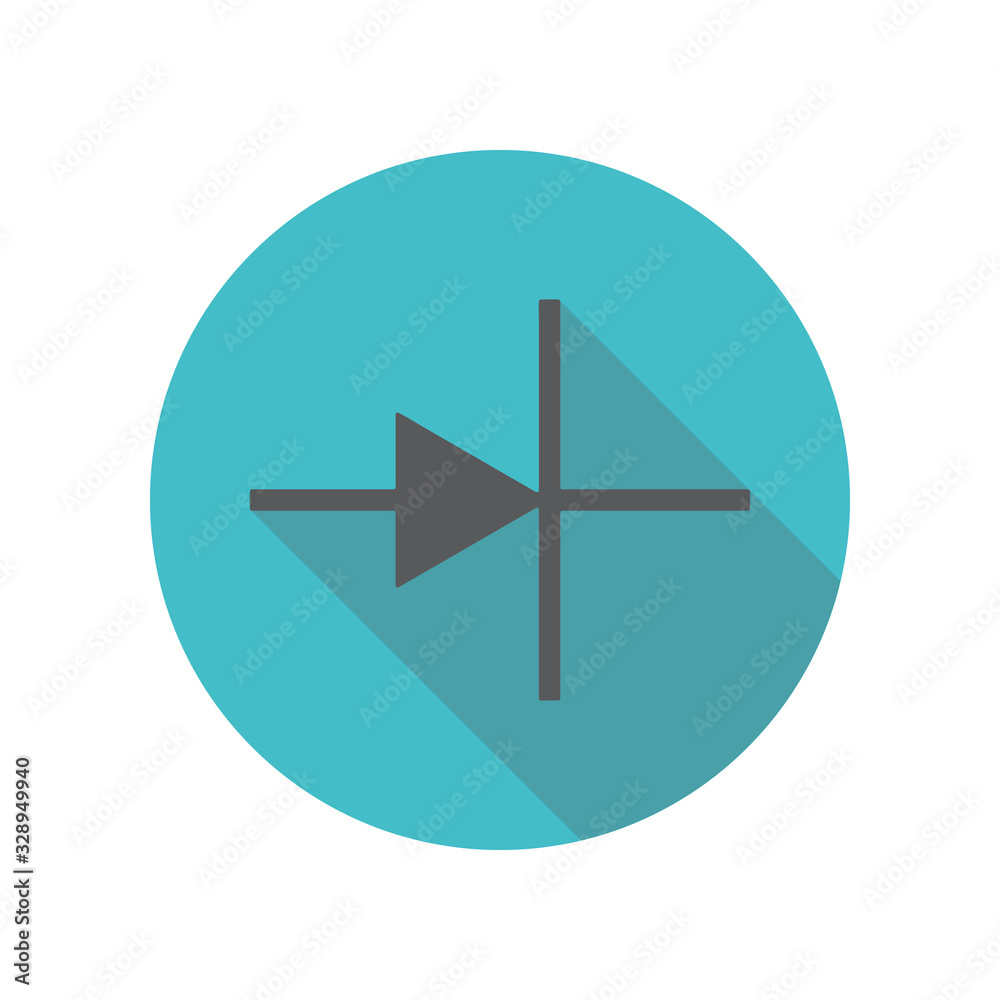 Electronic circuit symbol long shadow icon. Simple thin line, outline vector of restaurant icons for ui and ux, website or mobile application