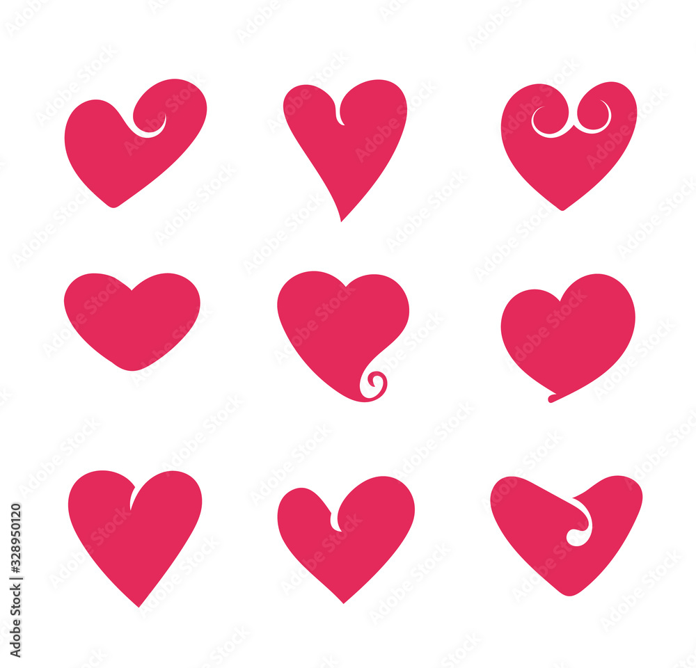 Hearts isolated set. Vector flat graphic design cartoon illustration Hearts isolated set. Vector flat graphic design cartoon illustration