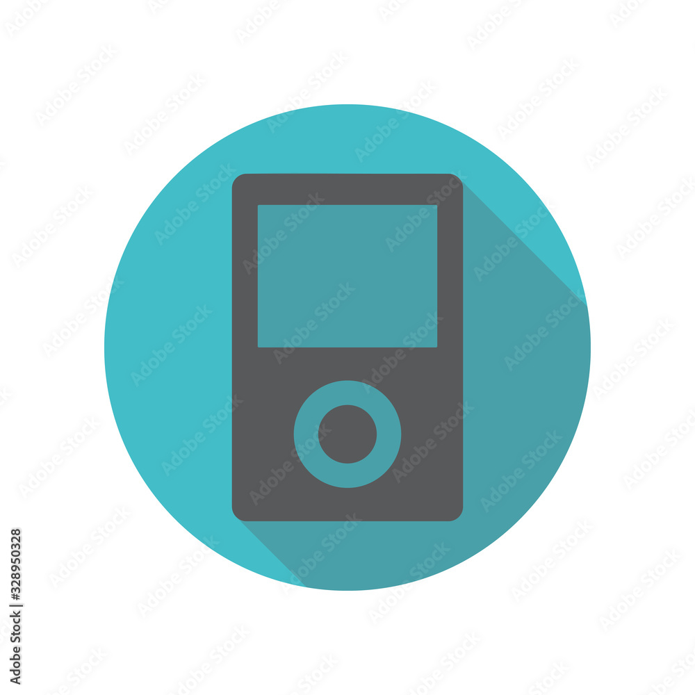 Portable media player long shadow icon. Simple thin line, outline vector of restaurant icons for ui and ux, website or mobile application Portable media player long shadow icon. Simple thin line, outline vector of restaurant icons for ui and ux, website or mobile application