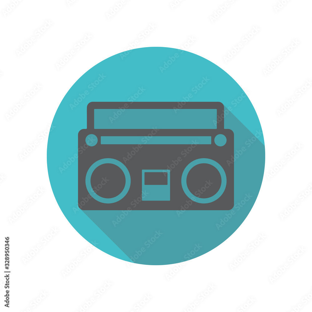 Retro tape recorder long shadow icon. Simple thin line, outline vector of restaurant icons for ui and ux, website or mobile application Retro tape recorder long shadow icon. Simple thin line, outline vector of restaurant icons for ui and ux, website or mobile application