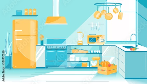 Home Kitchen Interior Illustration Empty Place