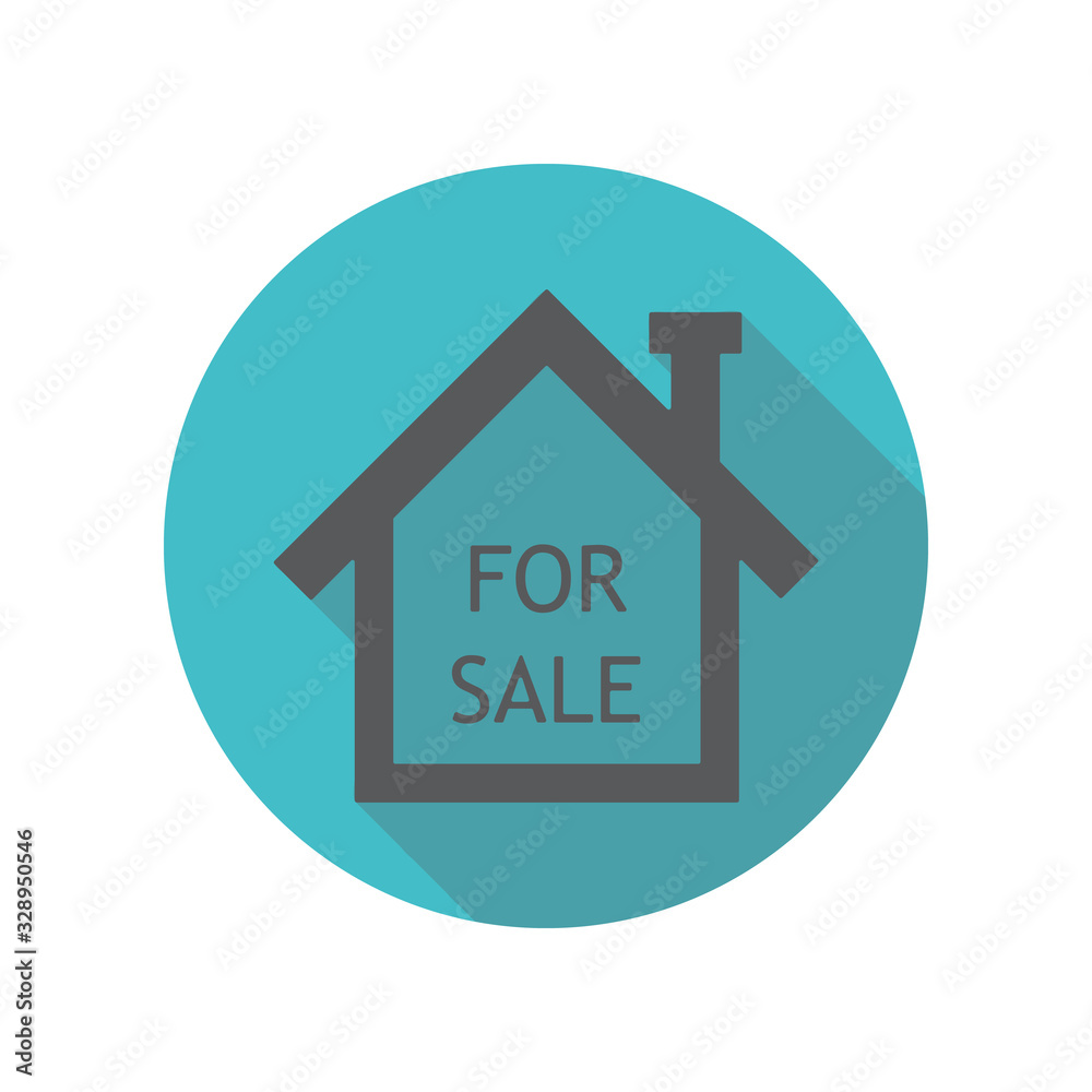 Home for sale long shadow icon. Simple thin line, outline vector of restaurant icons for ui and ux, website or mobile application Home for sale long shadow icon. Simple thin line, outline vector of restaurant icons for ui and ux, website or mobile application