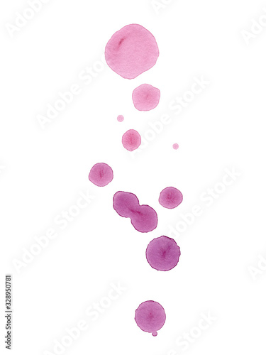watercolor hand drawn violet and purple drops and spots isolated on white background