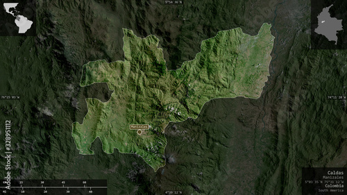 Caldas, Colombia - composition. Satellite photo